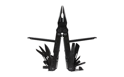 SOG PowerLock EOD multi-tool in black oxide finish with nylon sheath and 18 tools