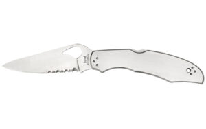 Spyderco Byrd Cara Cara 2 folding knife with 3.75 inch partially serrated blade and stainless handle