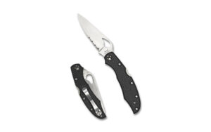 Spyderco Byrd Cara Cara 2 3.75 in folding knife, black textured FRN handle, satin 8Cr13MoV blade