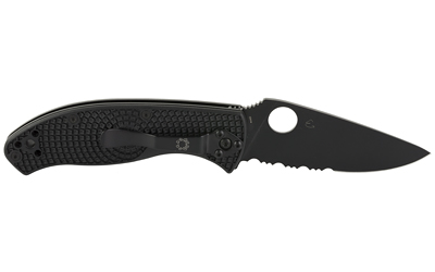 Spyderco Tenacious Lightweight folding knife with 3.39 inch partially serrated blade and black FRN handle