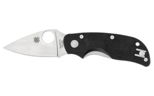 Spyderco Cat folding knife with black G-10 handle, plain edge, CTS BD1N blade, 2.44"
