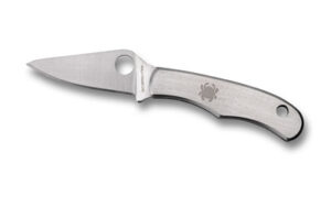 Spyderco Bug pocket knife with 1.27 inch drop point blade and stainless steel handle