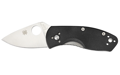 Spyderco Ambitious G-10 folding knife with 2.25 inch satin drop point blade and black G-10 handle