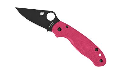 Spyderco Para 3 Lightweight folding knife with pink textured FRN handle and black DLC CTS BD1N blade