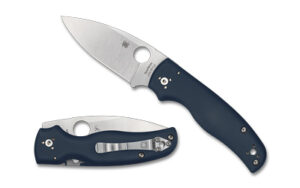 Spyderco Shaman folding knife with cobalt blue G-10 handle and satin CPM SPY27 blade