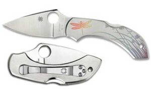 Spyderco Dragonfly II folding knife with VG-10 steel, plain edge and tattoo etching