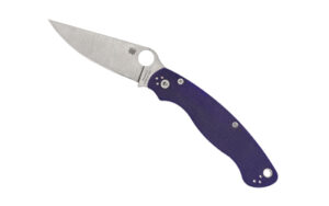 Spyderco Military 2 folding knife with dark blue textured G-10 handle and 4-inch plain blade