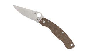 Spyderco Military 2 folding knife brown canvas Micarta CPM CRU-WEAR 4-inch