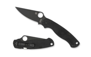 Spyderco Para Military 2 3.42in folding knife with black textured G-10 handle and plain edge