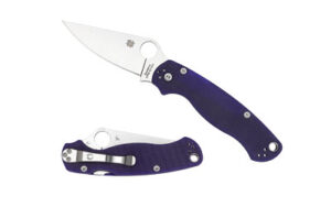 Spyderco Para Military 2 folding knife with CPM S110V blade and dark blue textured G-10 handle