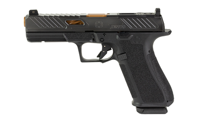 Shadow Systems DR920 Elite 9mm pistol with bronze fluted barrel and black polymer frame