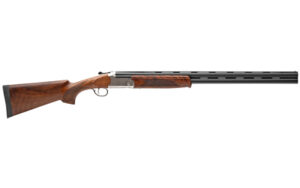 Stevens 555 E 20ga 26in over-under shotgun with engraved receiver and walnut stock