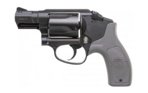 Smith & Wesson M&P Bodyguard 38 revolver with integrated Crimson Trace red laser and gray polymer grip
