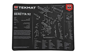 TekMat Ultra 20 Beretta 92 15x20 black rubber gun cleaning mat with parts diagram