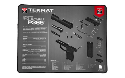 TekMat Ultra 20 Sig Sauer P365 cleaning mat 15x20 gray with exploded parts diagram
