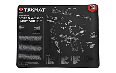 TekMat Ultra pistol cleaning mat for S&W M&P Shield, 15x20, black, stitched edge