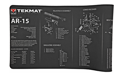 TekMat Ultra 15x44 AR-15 bench cleaning mat black with exploded parts diagram