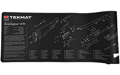 TekMat Ultra 15x44 gun cleaning mat with exploded Remington 870 parts diagram, black