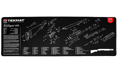 TekMat Ultra 15x44 gun cleaning mat with exploded Remington 870 parts diagram, black