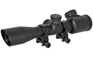 Truglo Tru-Brite Xtreme 4x32mm dual-color illuminated Mil-Dot tactical scope with rings, matte black