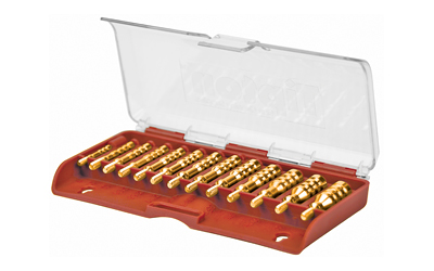 Tipton 13-piece solid brass jag set with storage box, 8-32/5-40 thread patterns