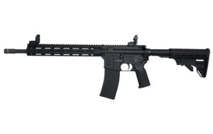 Tippmann Arms M4-22 ELITE .22 LR 16-inch black semi-automatic rifle with flip-up sights