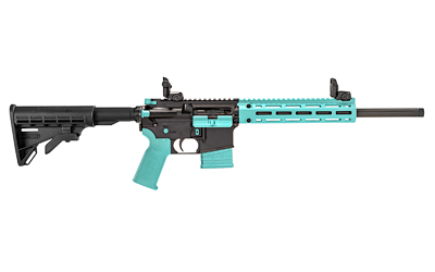 Tippmann Arms M4-22 LTE .22 LR semi-auto rifle with 16 inch threaded barrel in black and robin's egg blue