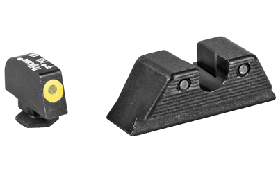 Trijicon HD XR Night Sights with green tritium yellow-outline front and green tritium rear, matte black frame