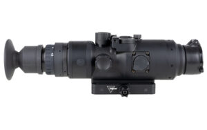 Trijicon IR-HUNTER 24mm thermal riflescope in matte black showing controls and objective lens