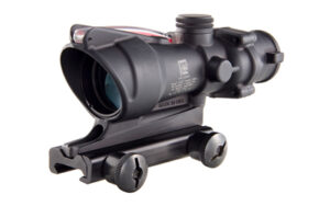 Trijicon ACOG TA31F 4x32 scope with red chevron reticle and TA51 mount, matte black