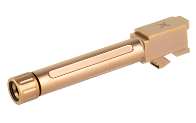 True Precision threaded 9mm pistol barrel for Glock 19 with copper Titanium Copper Nitride finish
