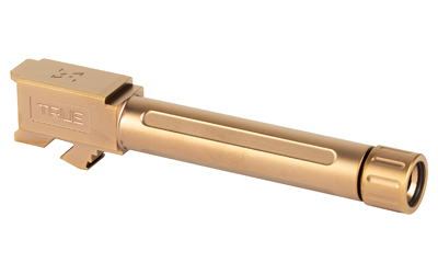 True Precision threaded 9mm pistol barrel for Glock 19 with copper Titanium Copper Nitride finish