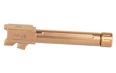 True Precision threaded 9mm pistol barrel for Glock 19 with copper Titanium Copper Nitride finish