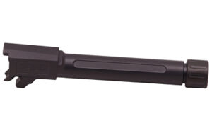 True Precision P365XL 9mm DLC threaded pistol barrel in black with thread protector