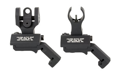 TROY 45-degree folding offset sight set with HK front sight and round rear sight in black