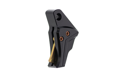 Tyrant CNC I.T.T.S. trigger shoe for Springfield Hellcat Pro in black with gold hardware