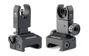 Ultradyne C4 folding front and rear sight combo in black for Picatinny rails