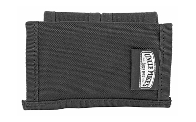 Uncle Mike's Universal Double Speedloader Case in black Cordura nylon, holds two .38-.45 speedloaders, fits up to 2.25" belts