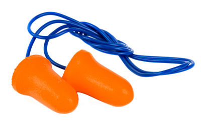 Walkers corded orange foam ear plugs with blue cord, 50 pairs, 32 dB NRR