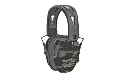 Walkers Razor Tacti-Grip electronic ear muffs in Gray Multi-Cam with silicone composite headband and low-profile cups