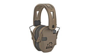 Walker's Razor Tacti-Grip electronic earmuffs in Flat Dark Earth with over-the-head silicone composite headband