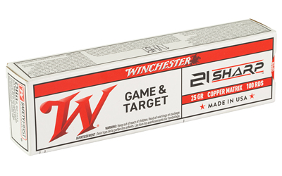 Winchester 21 Sharp 25gr lead-free copper matrix rimfire ammunition 100-round box