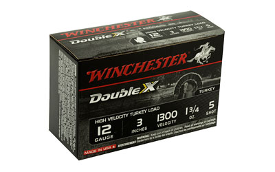 Winchester Double X 12ga 3in turkey shotshell box, 1-3/4 oz #5 copper-plated lead