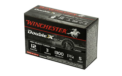 Winchester Double X 12ga 3in turkey shotshell box, 1-3/4 oz #5 copper-plated lead