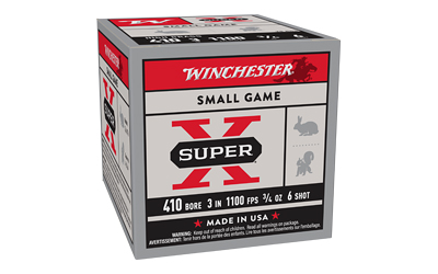 Winchester Super-X High Brass .410 Bore 3-inch 3/4 oz #6 Shot 25/Box packaging