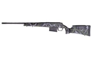 Weatherby 307 Range XP 2.0 7mm PRC rifle with green/grey synthetic stock and Accubrake