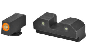 XS Sights R3D 3-dot tritium night sights for Glock with orange Ember front ring and green tritium rear