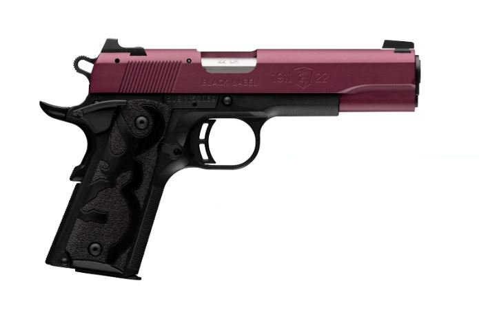 Browning 1911-22 Black Label .22 LR 4.25-inch pistol with Black Cherry Cerakote slide and polymer frame