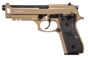Taurus PT92 9mm FDE Cerakote pistol with Black Hogue grips and two 17-round magazines