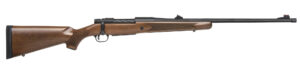 Mossberg Patriot bolt-action rifle with fluted, threaded matte-blued barrel, right-hand configuration